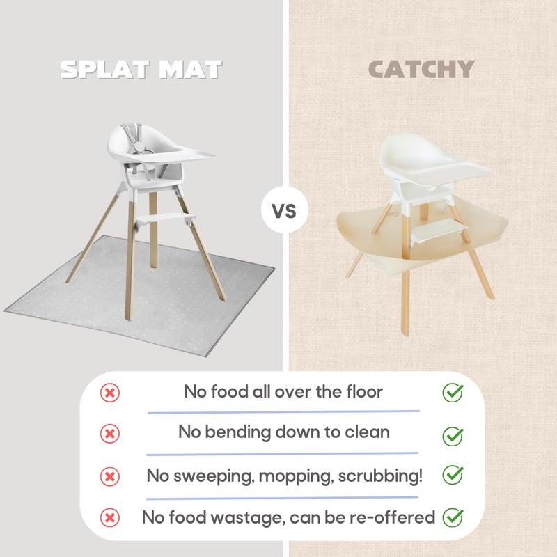 CATCHY -Food Catcher-Compatible with Stokke Clikk High Chair +11 Other High Chairs-Highchair Sold Separately-Baby & Toddler Food & Mess Catcher-Premium Linen Inspired -Under High Chair Accessory - Image 4