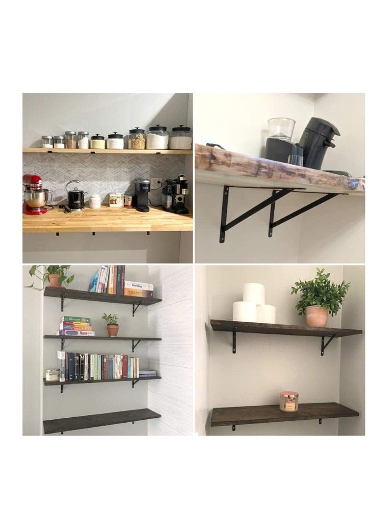 KNP KNP 4Pcs Black Triangle Shelf Brackets (9" x 12") offer a sturdy and stylish solution for supporting shelves in homes, offices, and commercial spaces.  - Image 2
