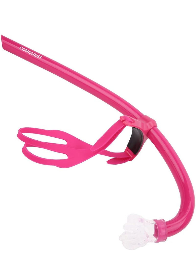 CONQUEST Front Swimming Snorkel Breathing Tube Silicone Mouth Piece, Pink  - Image 1