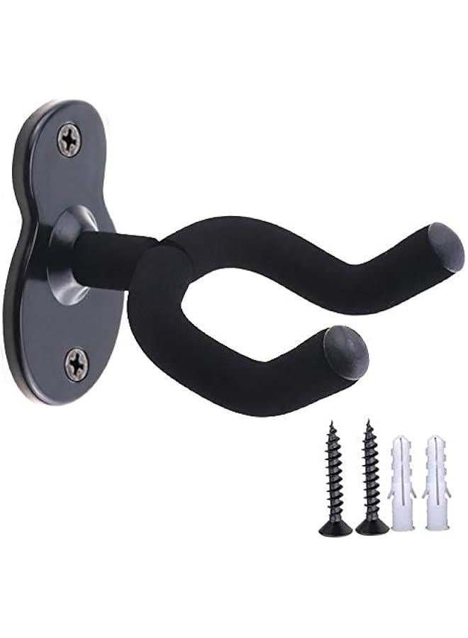 Beauenty Guitar Wall Mount Hanger Hook Acoustic Electric Bass Guitar Wall Hook Hanger Black Metal Holder Hanger for All Size Guitars - Image 1