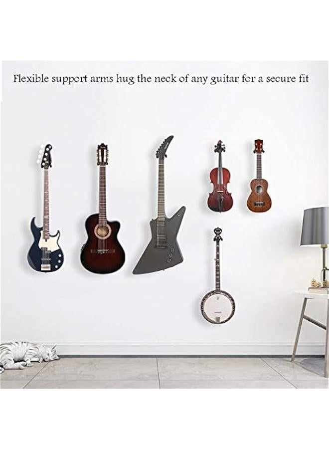 Beauenty Guitar Wall Mount Hanger Hook Acoustic Electric Bass Guitar Wall Hook Hanger Black Metal Holder Hanger for All Size Guitars - Image 5