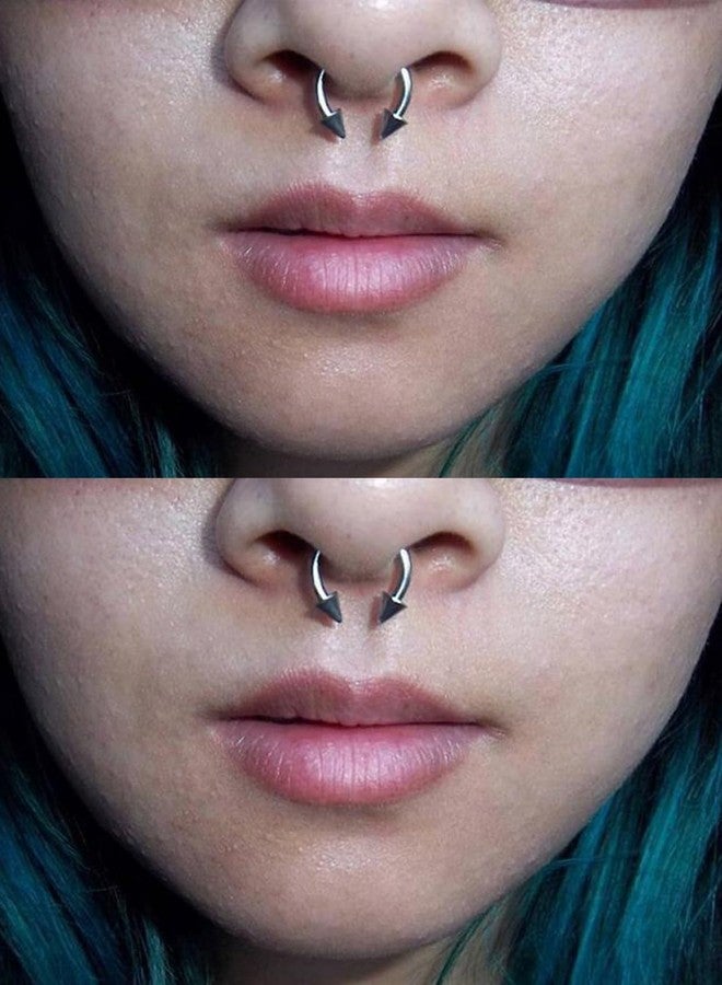 Ocptiy 12G Septum Rings Jewelry Horseshoe Captive Bead Septum Nose lip Ring Hoop Stainless Surgical Steel Cartilage Helix Tragus Earrings Hoop Septum Piercing Jewerly for Women Men 10mm - Image 4
