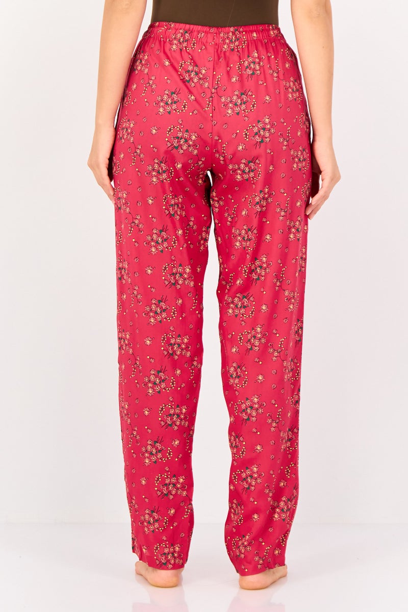 zivame Women Floral Pattern Drawstring Sleepwear, Pink - Image 3