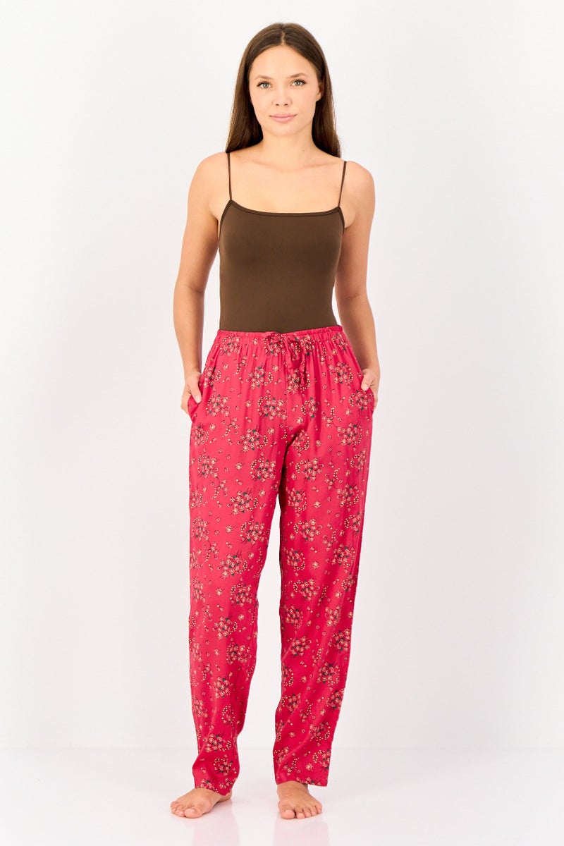 zivame Women Floral Pattern Drawstring Sleepwear, Pink - Image 2