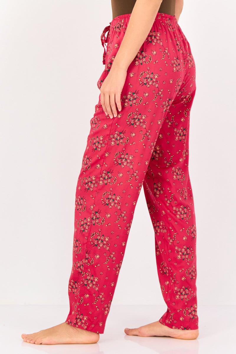 zivame Women Floral Pattern Drawstring Sleepwear, Pink - Image 4