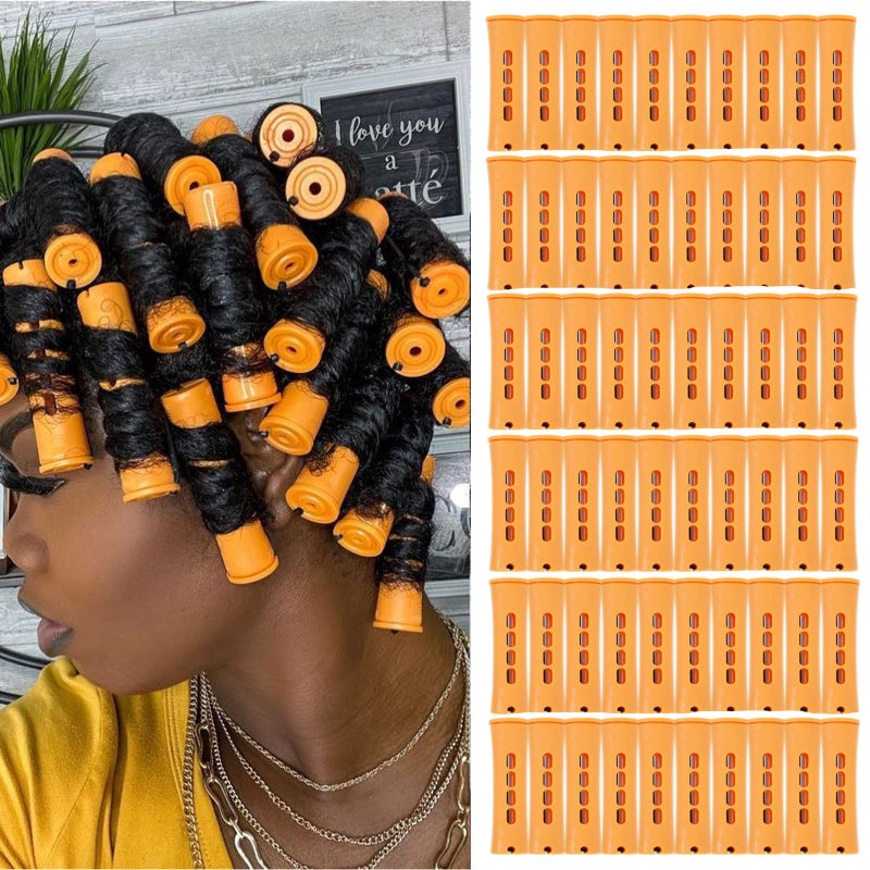 Alimiriam 60Pcs Perm Rods Set For Natural Hair Cold Wave Rods Hair Rollers For Women'S Long Medium Short Hair Curler Styling Diy Hairdressing Tools(Orange) - Image 1