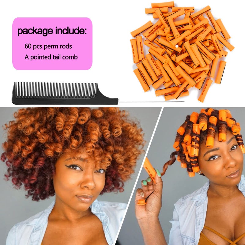 Alimiriam 60Pcs Perm Rods Set For Natural Hair Cold Wave Rods Hair Rollers For Women'S Long Medium Short Hair Curler Styling Diy Hairdressing Tools(Orange) - Image 3