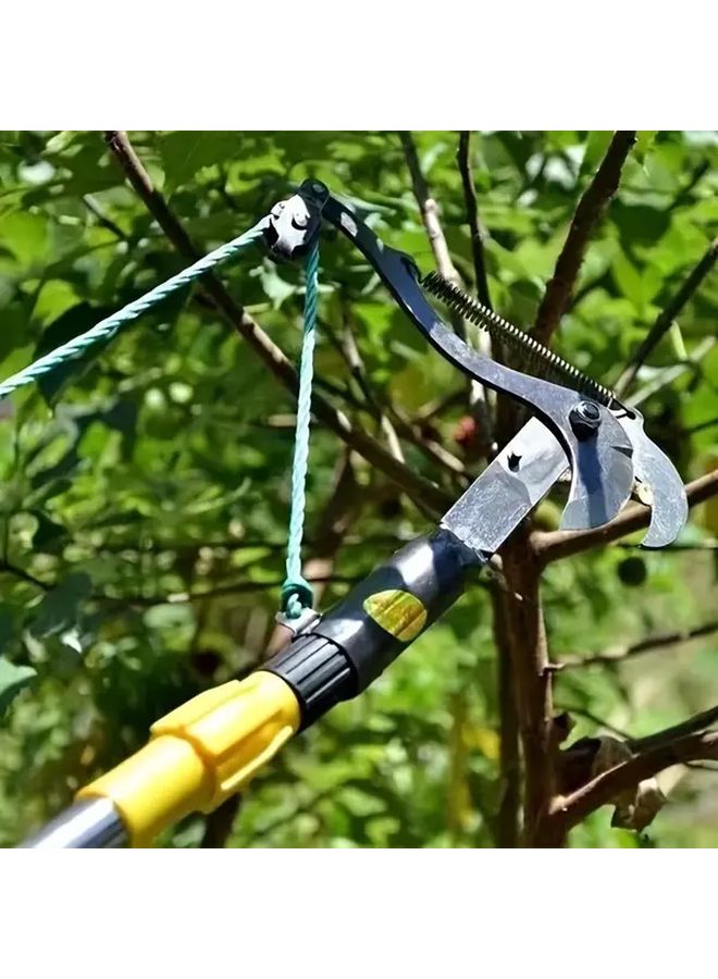 Long Reach Aerial Pruners with Cord Stainless Steel Branch Cutter Fruit Picker Yellow Black Handle - Image 2