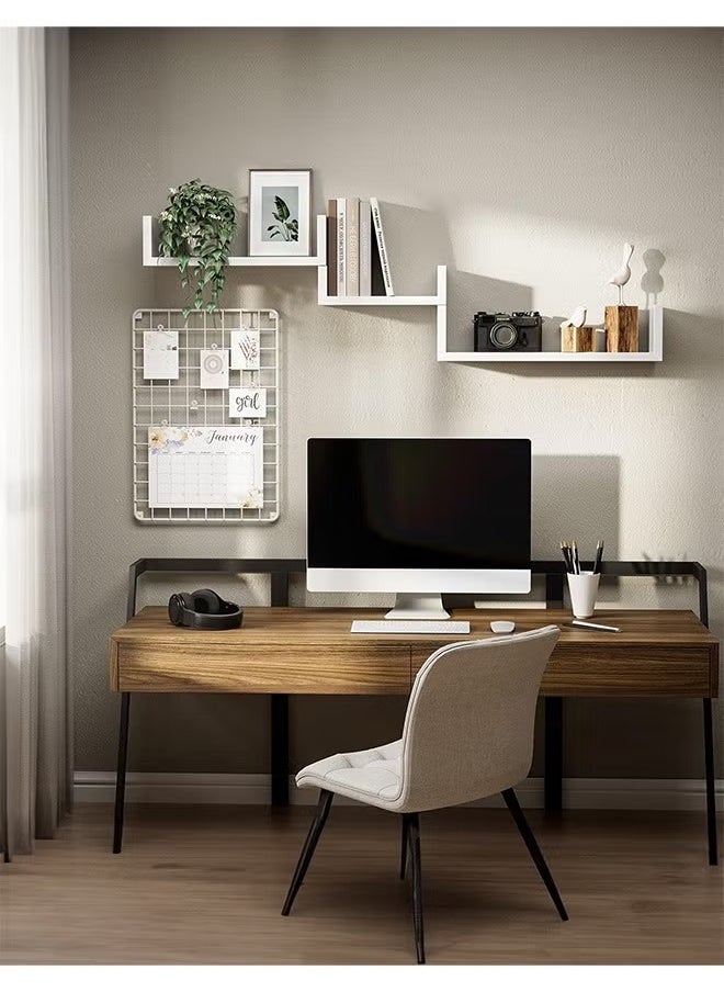 White Floating Wall Shelves Set Modern Storage Shelf for Bedroom Bathroom