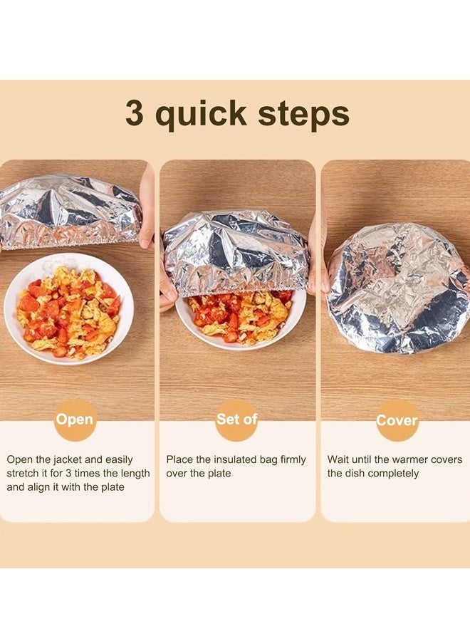 50PCS Reusable Aluminum Foil Heat Lid, Adjustable Food Storage Cover with Elastic Edges, Oil-Resistant and Easy to Clean for Most Containers - Image 3