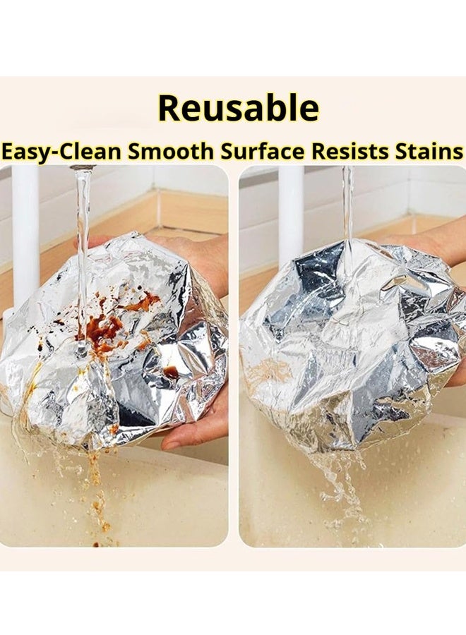 50PCS Reusable Aluminum Foil Heat Lid, Adjustable Food Storage Cover with Elastic Edges, Oil-Resistant and Easy to Clean for Most Containers - Image 5