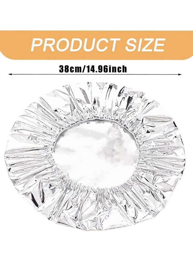 50PCS Reusable Aluminum Foil Heat Lid, Adjustable Food Storage Cover with Elastic Edges, Oil-Resistant and Easy to Clean for Most Containers - Image 2