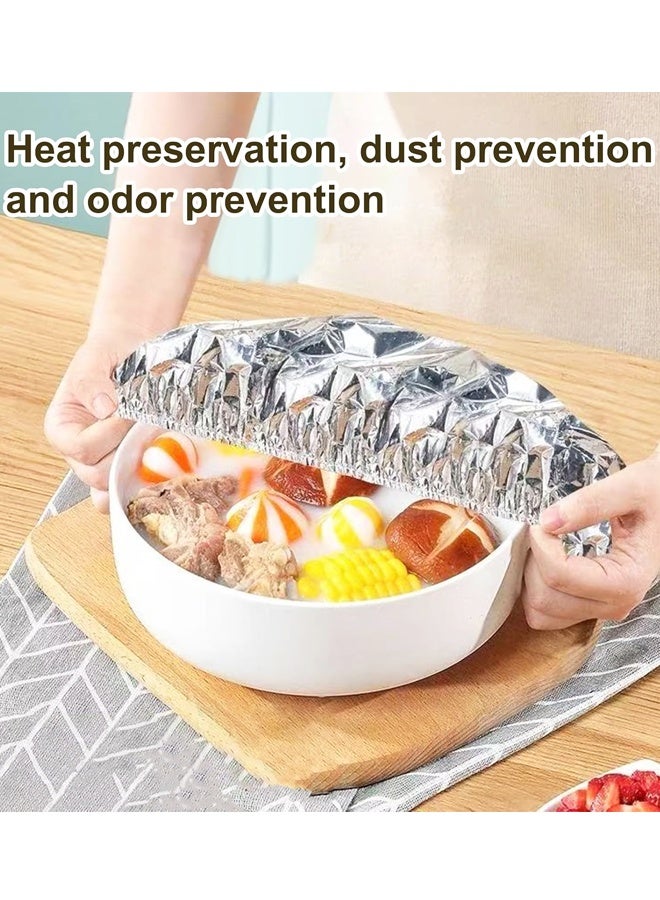 50PCS Reusable Aluminum Foil Heat Lid, Adjustable Food Storage Cover with Elastic Edges, Oil-Resistant and Easy to Clean for Most Containers - Image 4