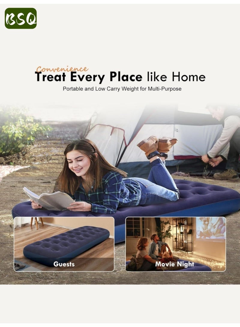 بي إس كيو مرتبة نوم طارئة | مرتبة هوائية محمولة للاستخدام الخارجي | مرتبة نوم سميكة مخملية للتخييم | مرتبة هوائية قابلة للطي | مريحة للغاية | 191 سم × 99 سم ​​× 22 سم | مناسبة للاستخدام الخارجي والمنزلي، مثالية للتخييم والمشي لمسافات طويلة. - Image 4
