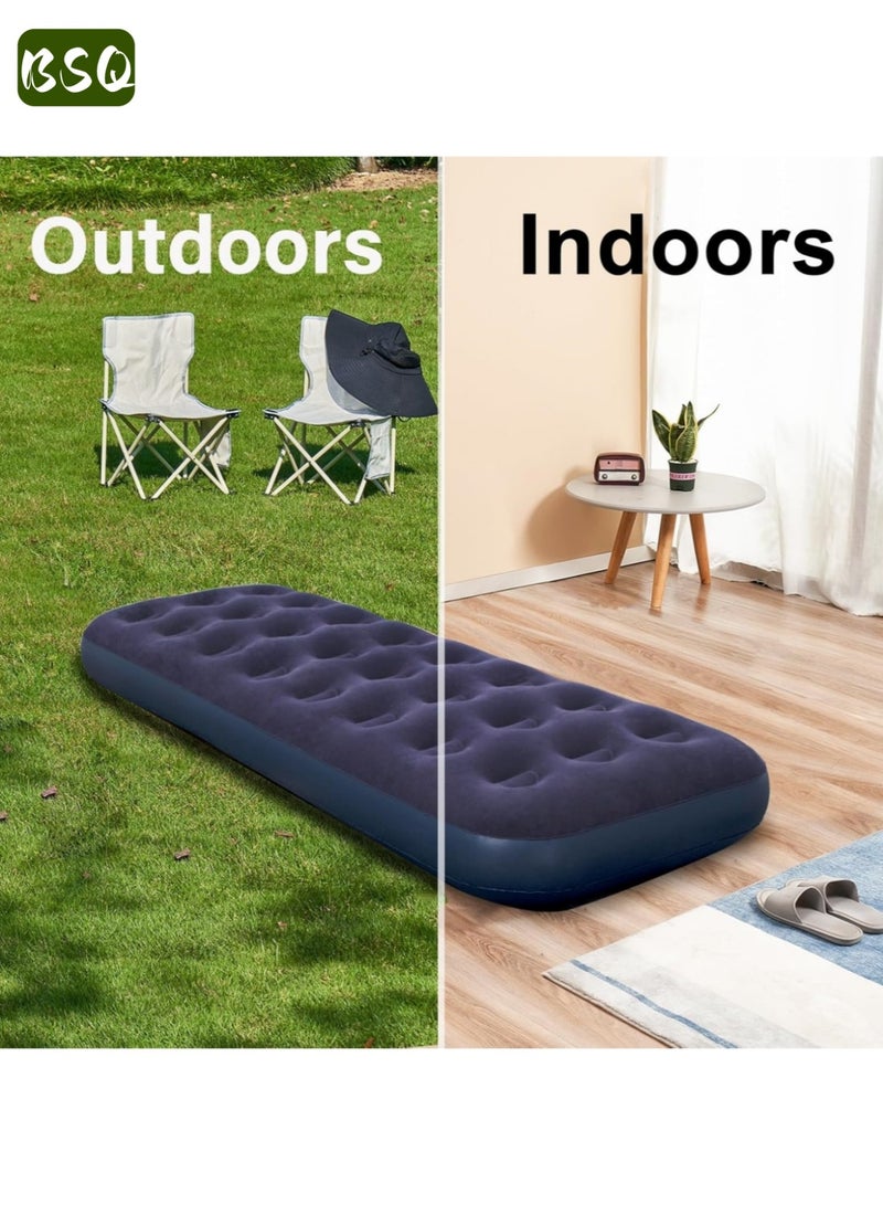 BSQ Portable Outdoor Inflatable Mattress | Thickened Flocked Camping Sleeping Mat | Foldable Inflatable Mattress | Super Comfortable | 191cm x 99cm x 22cm | Suitable for outdoor and home use, ideal for camping and hiking. - Image 2