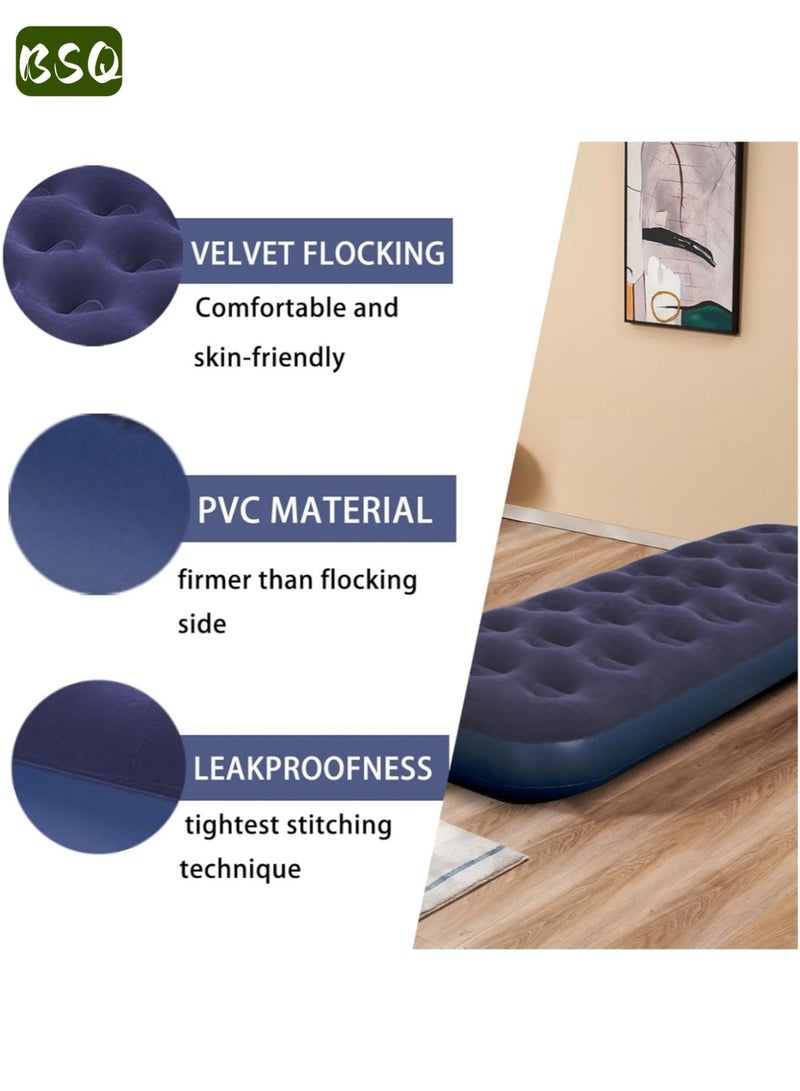 BSQ Portable Outdoor Inflatable Mattress | Thickened Flocked Camping Sleeping Mat | Foldable Inflatable Mattress | Super Comfortable | 191cm x 99cm x 22cm | Suitable for outdoor and home use, ideal for camping and hiking. - Image 3