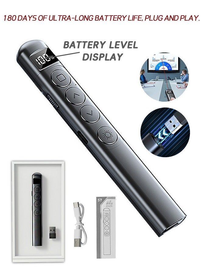 Beyond Wireless Presentation Pointers, Wireless Presentation Remote, USB 2.4GHz Clicker Presentation Remote Control Pointer Slide Advancer (Black)  - Image 1