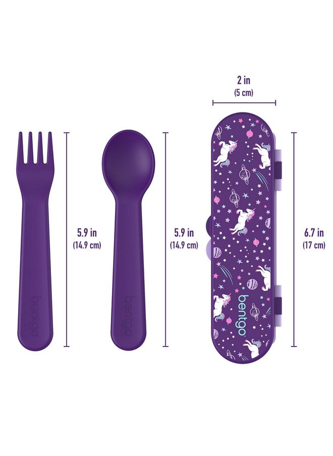 Bentgo Bentgo Kids Utensil Set - Reusable Plastic Fork, Spoon & Storage Case - BPA-Free Materials, Easy-Grip Handles, Dishwasher Safe - Ideal for School Lunch, Travel, & Outdoors (Unicorn)  - Image 5