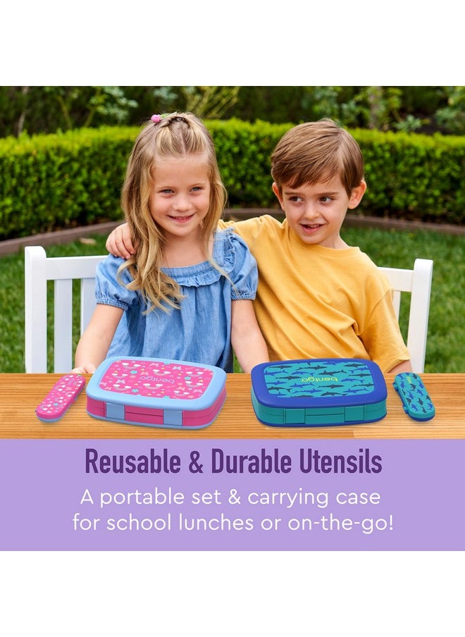 Bentgo Bentgo Kids Utensil Set - Reusable Plastic Fork, Spoon & Storage Case - BPA-Free Materials, Easy-Grip Handles, Dishwasher Safe - Ideal for School Lunch, Travel, & Outdoors (Unicorn)  - Image 2