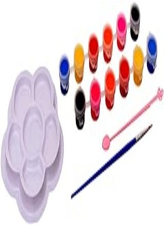 Generic Generic Plastic Tea Set And Watercolors To Paint Your Own Favorite Colors For Kids Set Of 26 Pieces - Multi Color 