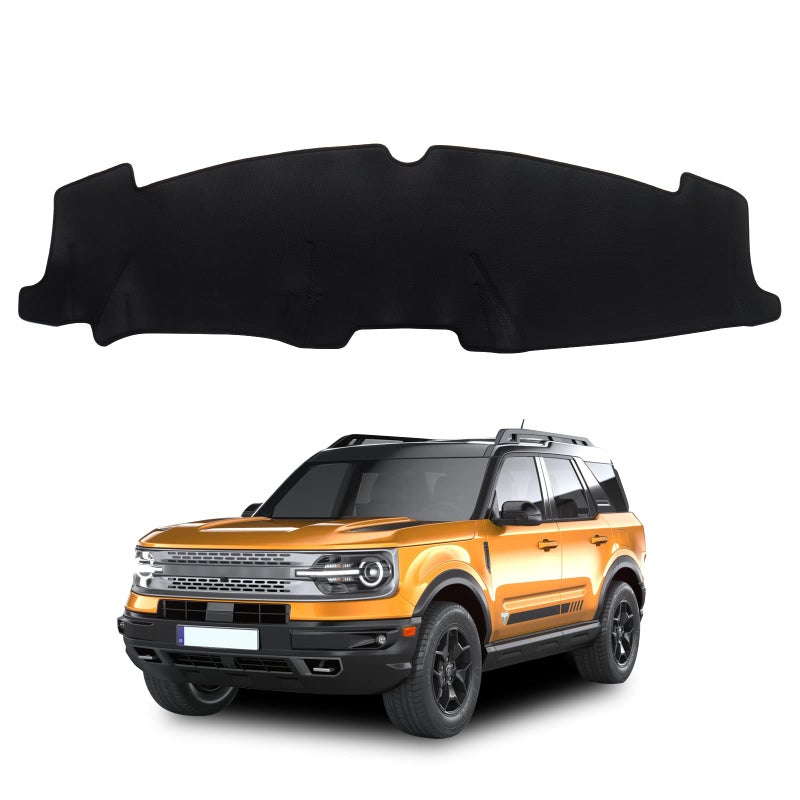 Autorder Dashboard Cover Mat for Ford Bronco Sport 2021 2022 2023 2024 Accessories Dash Cover Ice Silk Fabric Dash Mat Sunshade Glare UV Rays Protector
