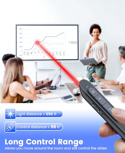 HEYLACOOLX Presentation Clicker Rechargeable Compatible with Bluetooth and RF 2.4GHz Red Light, Wireless Presenter Remote Control for Powerpoint Presentations Pointer Slide Clicker for Mac Computer - Image 4