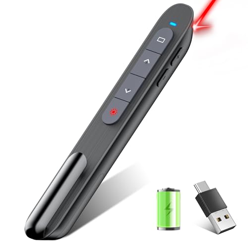HEYLACOOLX Presentation Clicker Rechargeable Compatible with Bluetooth and RF 2.4GHz Red Light, Wireless Presenter Remote Control for Powerpoint Presentations Pointer Slide Clicker for Mac Computer - Image 1