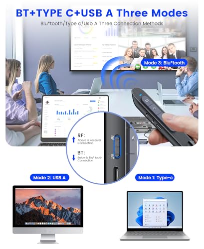 HEYLACOOLX Presentation Clicker Rechargeable Compatible with Bluetooth and RF 2.4GHz Red Light, Wireless Presenter Remote Control for Powerpoint Presentations Pointer Slide Clicker for Mac Computer - Image 2