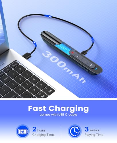 HEYLACOOLX Presentation Clicker Rechargeable Compatible with Bluetooth and RF 2.4GHz Red Light, Wireless Presenter Remote Control for Powerpoint Presentations Pointer Slide Clicker for Mac Computer - Image 3