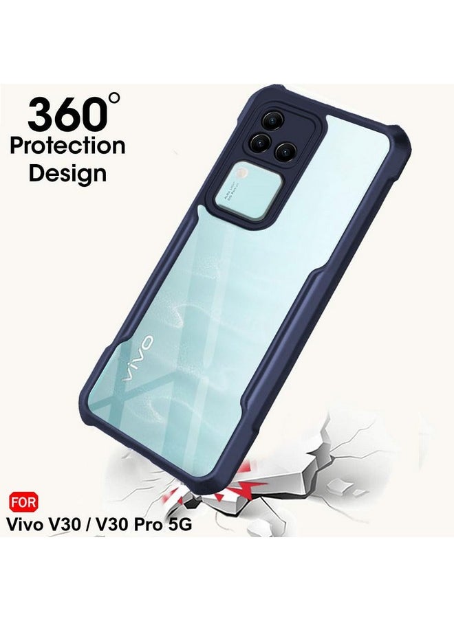 ذا جيفت كارت - غطاء خلفي شفاف مقاوم للصدمات من ذا جيفت كارت لهاتف فيفو V30 / V30 برو 5G | حماية 360 درجة | تصميم واقٍ | غطاء خلفي شفاف لهاتف فيفو V30 / V30 برو 5G (كمبيوتر شخصي وبولي يوريثان حراري، مصد أزرق) - Image 1