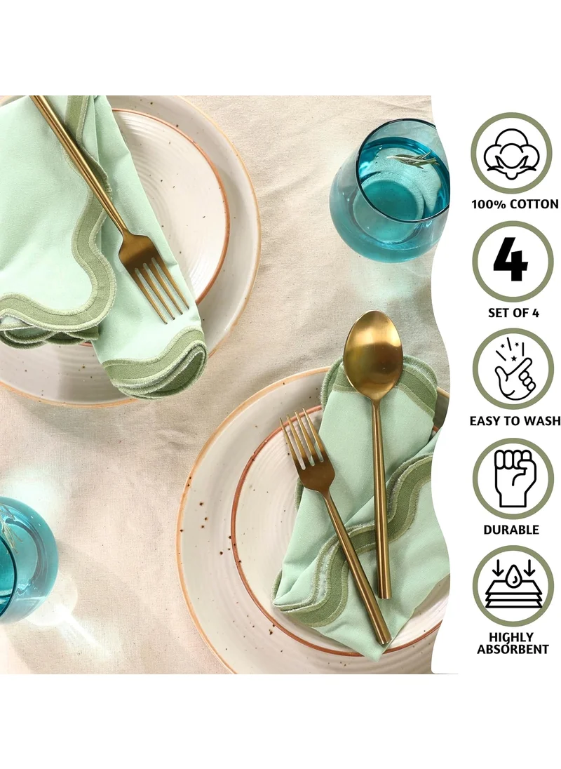 فولكالتشر Folkulture Cloth Napkins Set of 4 Cotton, 18" X 18" Dinner Napkins or Table Napkins for Parties, Decorative Napkins Washable for Guests, Reusable Linen Napkins or Cocktail Napkins (Forest Sage)