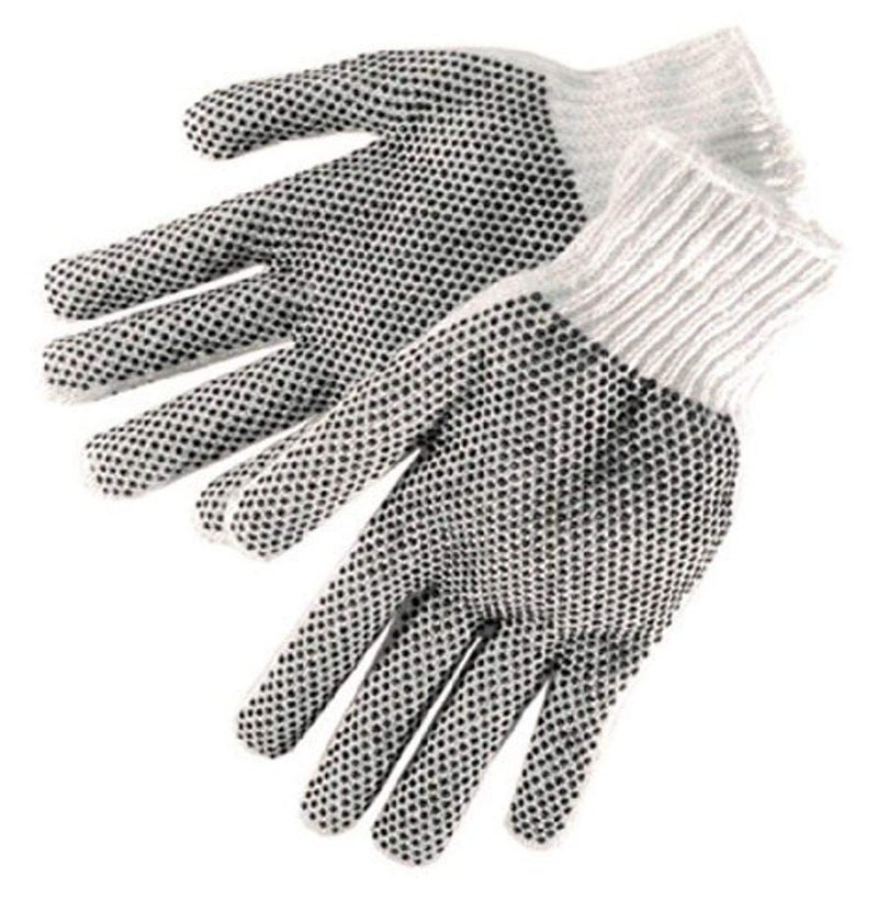 Liberty Glove & Safety Liberty Glove Safety S4715QLD CottonPolyester Plain Seamless Knit Glove with TwoSided Black PVC Dots Small Natural White Pack of 12