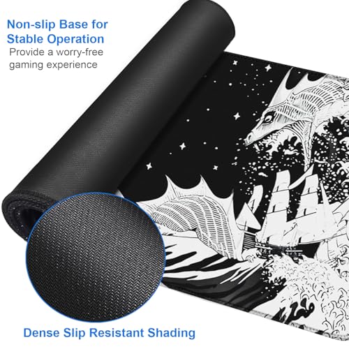 Naukay Gaming Mouse Pad, 31.5x15.7 inch Large Extended Computer Keyboard Mouse Mat, Water Resist Non-Slip Mousepad Rubber Base Long XXL Desk Mouse Pad for Gaming, Office & Home, Dragon - Image 4