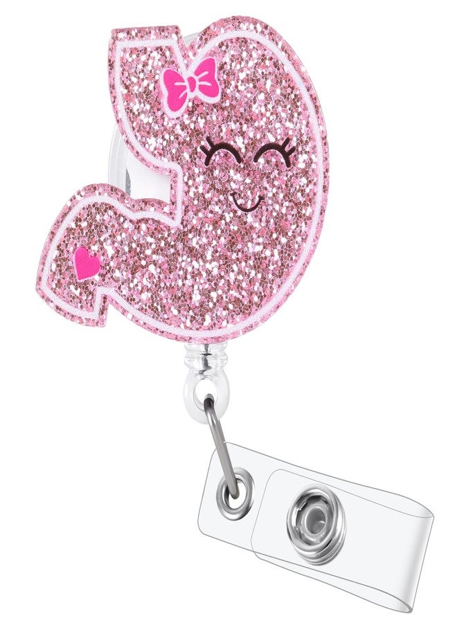 BVIIE Glitter Stomach Badge Reel for GI Nurses - Pink Bow Funny Gastroenterology Retractable ID Card Badge Holder, Name Work Badge Clip for Endoscopy Tech Bariatric Colonoscopy & Dietary Team Pediatric - Image 1