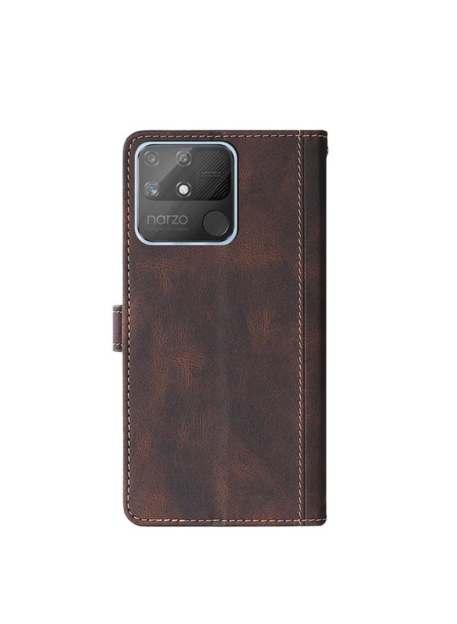 اس-توب جراب لهاتف OPPO Realme Narzo 50A مصنوع من جلد البولي يوريثان مع مشبك مغناطيسي وملمس جلدي - Image 3