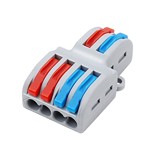 PRECIHW 10 Pcs Lever Nuts Wire Connectors 2 in 4 Out, Quick Wiring Cable Connectors, (2 in 4 Out) Push-in Conductor Terminal Block, Quick Terminal Blocks Lever Nut Assortment Connectors for 28-12 AWG - Image 1