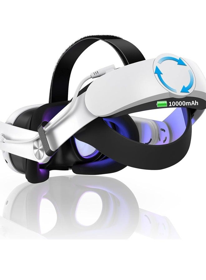 بيوينتي حزام الرأس مع بطارية 10000 مللي أمبير لـ Oculus/Meta Quest 3، قوس عصابة رأس قابل للتعديل مع ضوء RGB، تمديد 4-6 ساعات وقت التشغيل وتقليل الضغط، ملحقات الواقع الافتراضي - Image 2