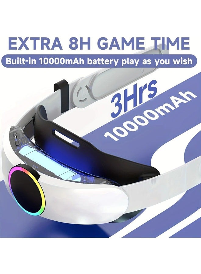 بيوينتي حزام الرأس مع بطارية 10000 مللي أمبير لـ Oculus/Meta Quest 3، قوس عصابة رأس قابل للتعديل مع ضوء RGB، تمديد 4-6 ساعات وقت التشغيل وتقليل الضغط، ملحقات الواقع الافتراضي - Image 5