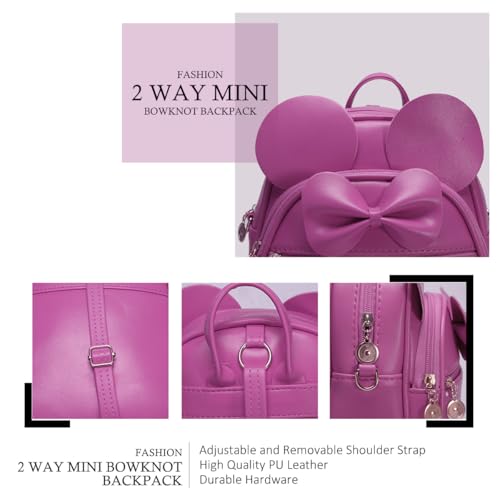 KL928 Girls Bowknot Polka Dot Cute Mini Backpack Small Daypacks Convertible Shoulder Bag Purse for Women - Image 4