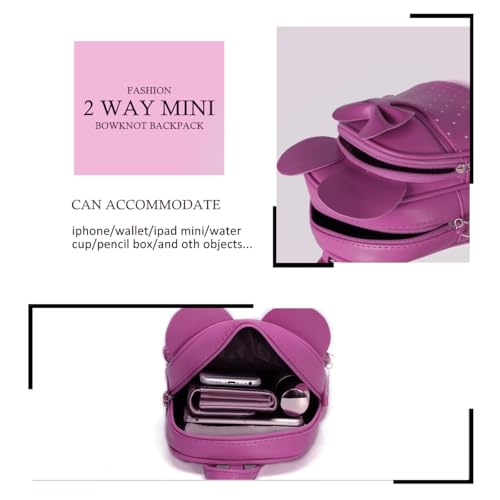 KL928 Girls Bowknot Polka Dot Cute Mini Backpack Small Daypacks Convertible Shoulder Bag Purse for Women - Image 3