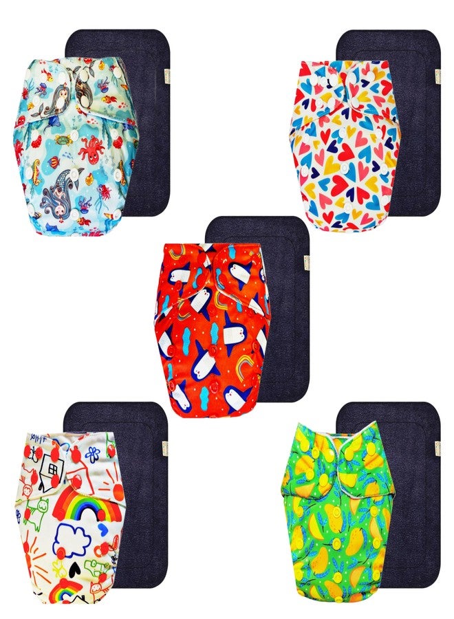 Dumbledo Premium Cloth Diaper with Black Insert (Pack of 5) | Soft & Gentle | Leakproof | Travel Friendly | Designed by Moms | 3 Months - 3 Years | Unisex Baby - Image 1