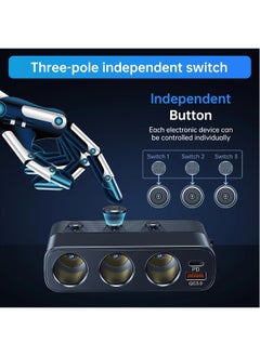 NIBEMINENT 127w 7-in-1 Car Charger Splitter PD30w QC3.0 cigarette Lighter Adapter Car Cigarette Lighter Socket Splitter with Switch  - Image 5