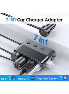 NIBEMINENT 127w 7-in-1 Car Charger Splitter PD30w QC3.0 cigarette Lighter Adapter Car Cigarette Lighter Socket Splitter with Switch  - Image 3