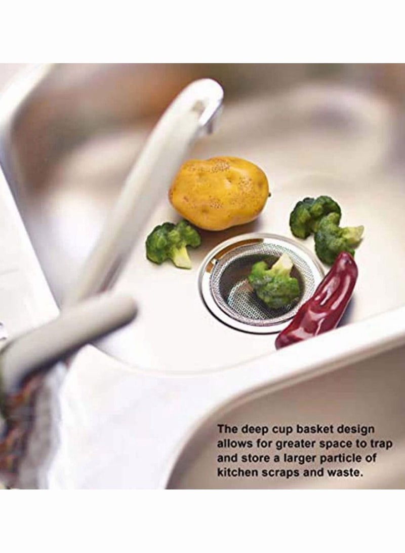 2 Pack - 4.5" Top / 3" Basket - Kitchen Sink Drain Strainer Stainless Steel Large Basket Food Catcher with Handle. Fast Flow and Effective 2/16" Holes - Image 5