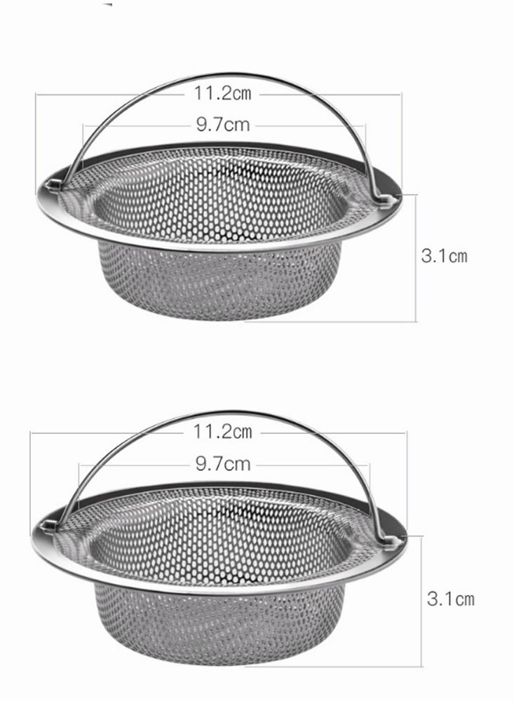 2 Pack - 4.5" Top / 3" Basket - Kitchen Sink Drain Strainer Stainless Steel Large Basket Food Catcher with Handle. Fast Flow and Effective 2/16" Holes - Image 4