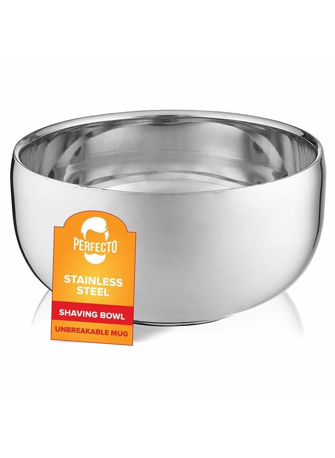 Perfecto - Stainless Steel Shaving Soap Bowl, Stainless Steel Shaving Mug, Shaving Cup, Mug for Shave Cream & Soap - Unbreakable Shaving Cup, Barbers Accessories For Your Wet Shaving Kit - Image 1