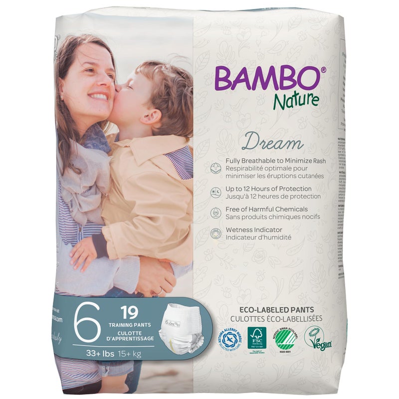 Bambo Nature Hypoallergenic Training Pants, Eco-Labeled Training Pants, Totally Chlorine-Free - Size 6 (19 Count) - Image 1