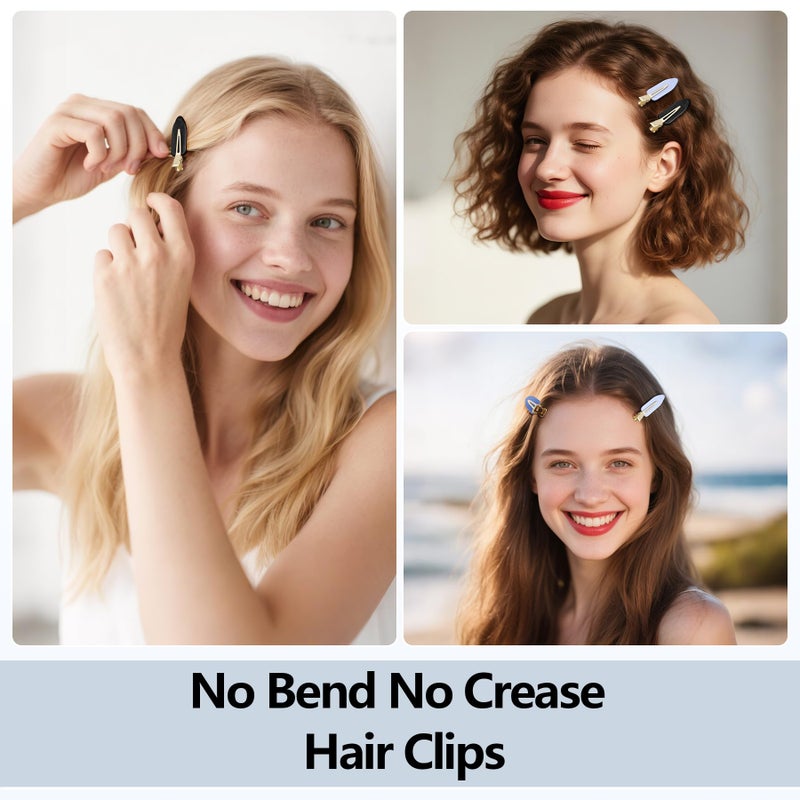 YIERSO 8 Pcs No bend Hair Clips No Crease Makeup Duckbill Clip No Dent Creaseless Flat Alligator Hair Barrettes for Salon Hairstyle Women Girls Accessories Cellulose Acetate(Black Blue) - Image 2