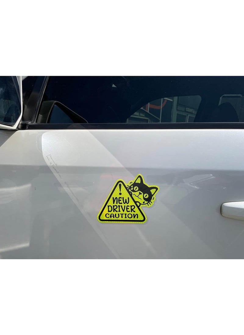 Rubik Magnetic New Driver Car Sticker Funny Triangle Sign Highly Reflective Removable and Reusable My Driving Scares Me Too for Car SUV Van Drivers (Right)  - Image 3