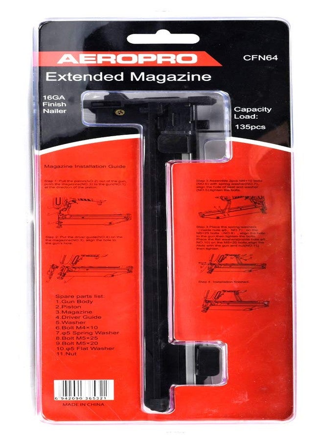 AeroPro CFN64 Extended Magazine for Hitachi NT65M2(S) 16-Gauge Finish Nailer w/ 135pcs Nail Capacity - Image 4